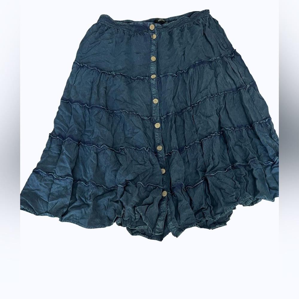 Elegant Blue Tiered Skirt